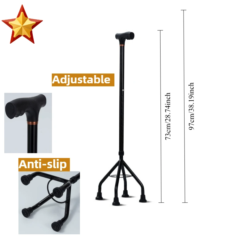 

Трость Crozier Трость Crosier Четырехногие костыли Телескопическая трость для пожилых людей Стабильная для мужчин и женщин из алюминиевого сплава