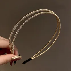 Simple New Two Layers Hairbands Metal Gold Color Headband for Women Street Bands Headwear