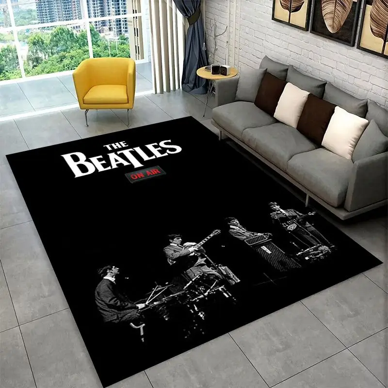 The B-Beatles Rock Band Star Carpet Rug for Playroom Bedroom Living Room Sofa Home Decor,Game Area Rug Non-slip Floor Mat Fest