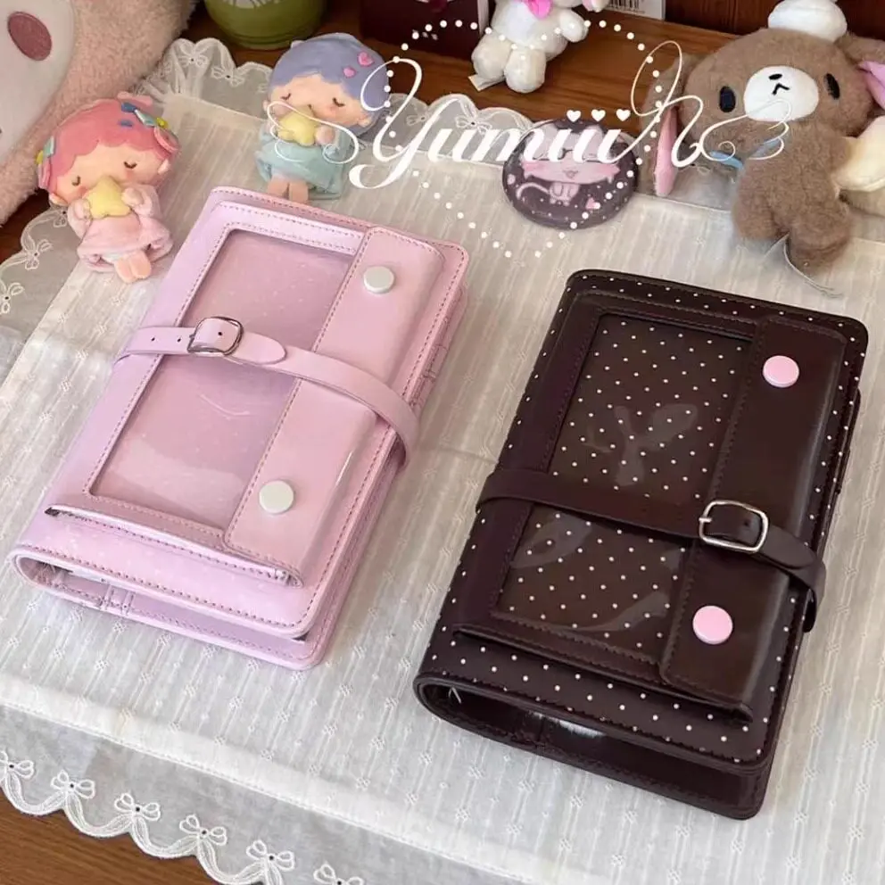 New Strawberry Chocolate A6 Clear Window Loose-Leaf Planner Notebook, Portable Cute Diary Journal for Students