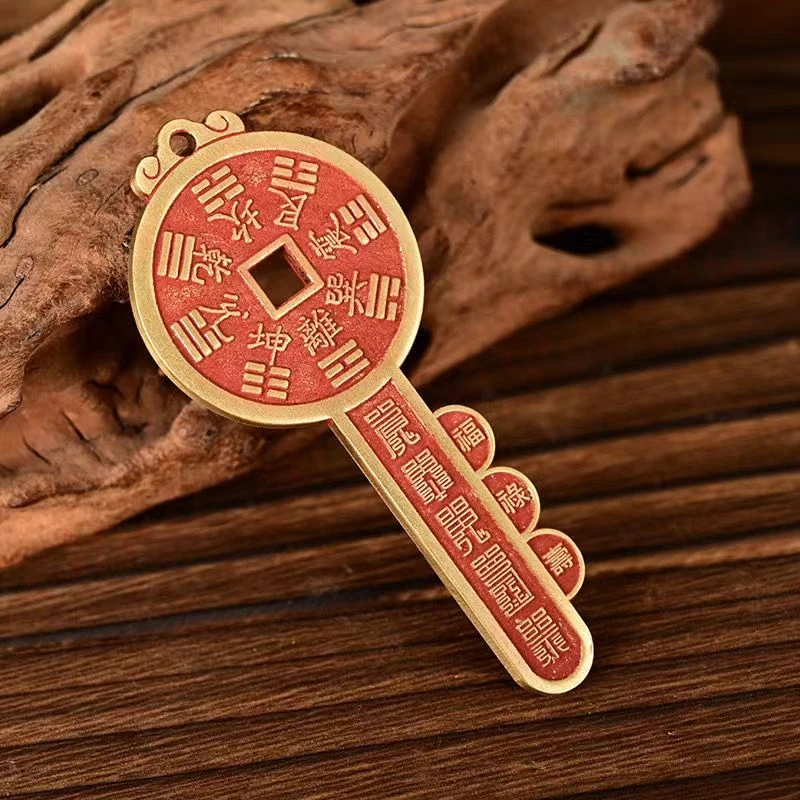 Pure Copper Cinnabar Pendant, Kai Cai Yun, Five-Way of wealth, God Taboo Key Pendant, Male and Female Auspicious Pendant