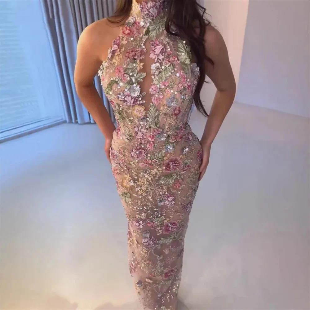 Luxurious Fishtail Flower Round Neck Shoulder Evening Dresses for Women's Party Prom Dress Vestidos de fiesta elegantes 2026
