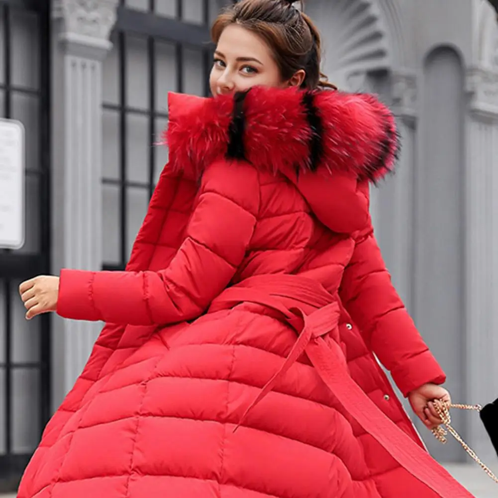 Cotton-padded Women's Winter New Solid Color Long Knee-length Cotton Clothes Women's Slim-fitting Thickened Cotton Top Jacket