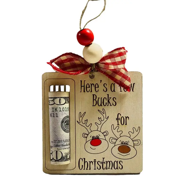 

Christmas Money Card Holder Wooden Cards Money Holder Unique Money Ornaments Desktop Hangable Pendant Decoration For Cash
