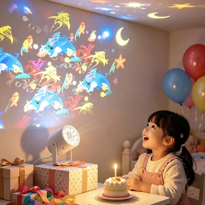 Dreamy Kids Christmas Bedroom Decor, USB Undersea Ocean World Atmosphere Projector Night Light Toy Gift