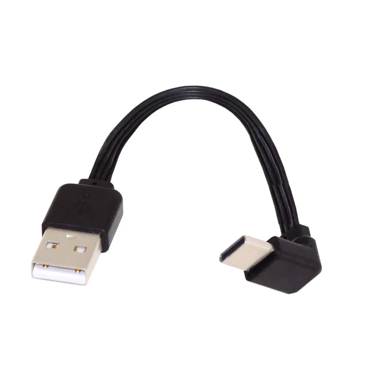 CYSM Xiwai USB 2.0 Type-A Male to USB-C Type-C Up Down Angled 90 Degree Data Flat Slim FPC Cable for FPV & Disk & Phone 13cm