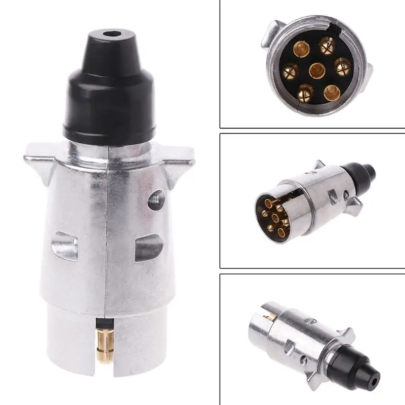 

Auto Durable 7 Pin Aluminium Alloy Plug Trailer Truck Towing Electrics 12V Connector EU Plug Trailer Connector Adapter GTWS