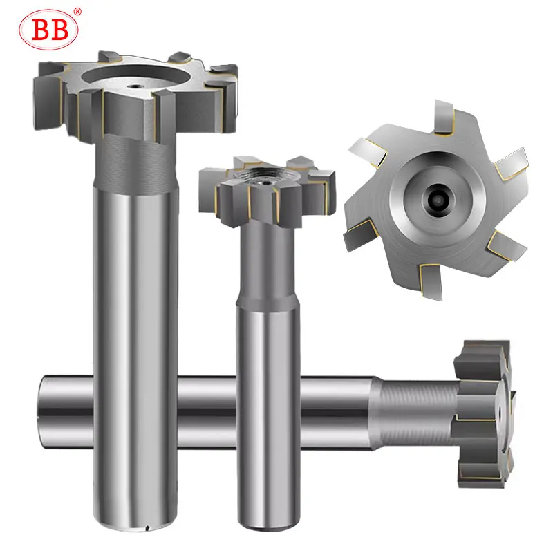 BB uçlu karbür T yuvası freze kesicisi lehimli kakma eklemek alaşım çapı 12 ila 80mm kalınlığı 2mm - 20mm dökme demir çelik