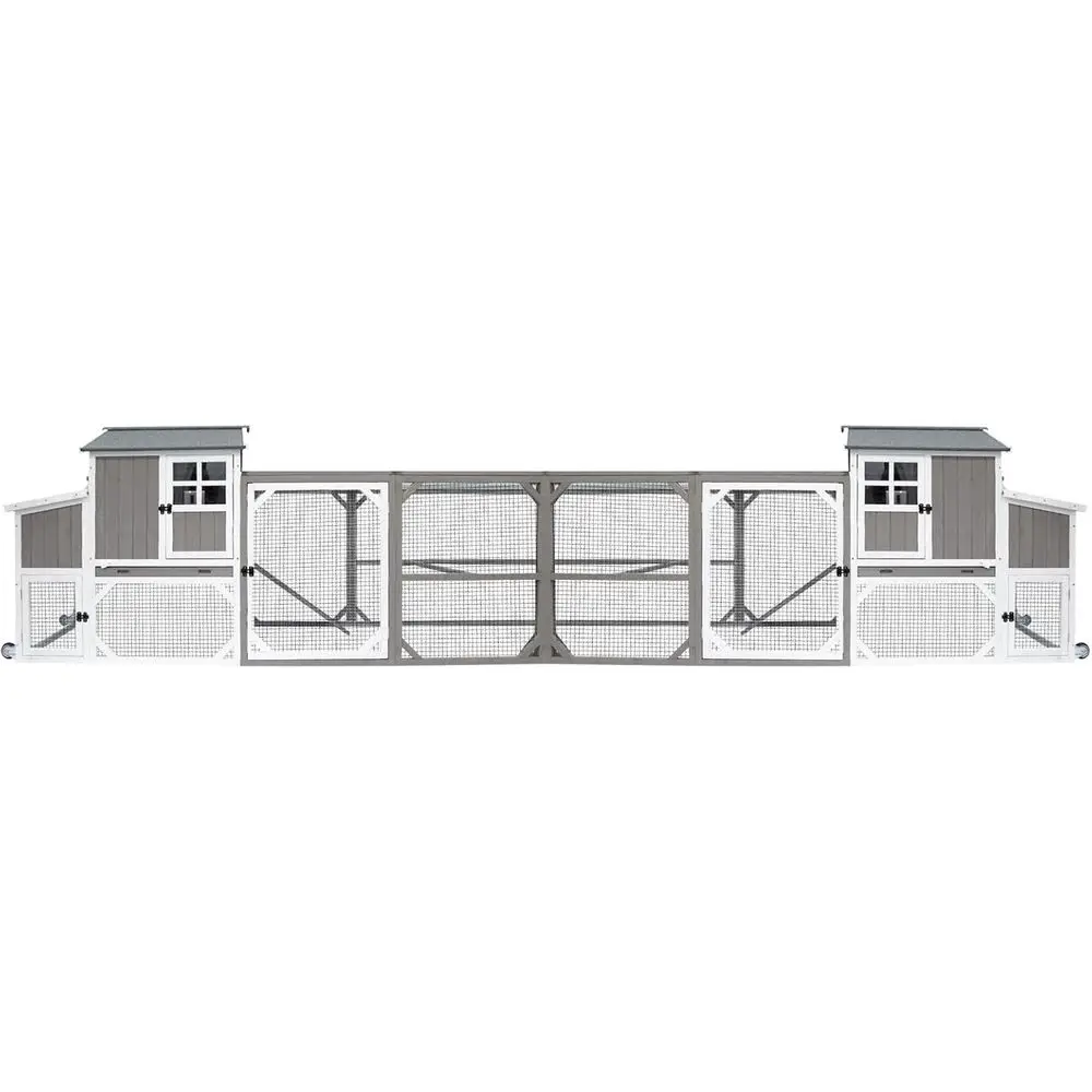 

Mobile Wooden Chicken House with Nesting Box, 191 L Outdoor Hen House on Wheels, Removable Tray, 6 Ventilation Doors, P-Grey (2