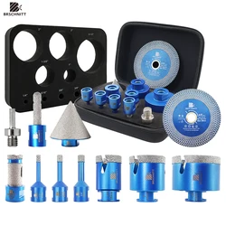 Diamond  11pcs Diamond Drill Set 58-11 Hole Saw Kit Chamfer Milling Bit 125mm Cutting Disc Adapter Tile Marble Granite EVA Box