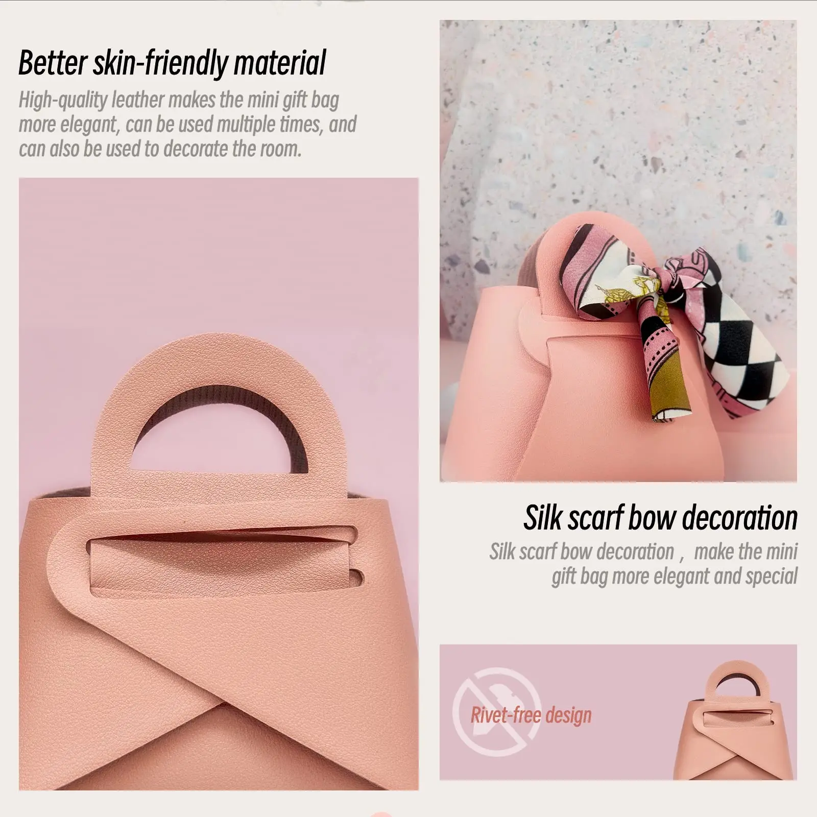 6 قطع من حقيبة هدايا حلوى الزفاف الجلدية، يمكن إعادة استخدامها للحفلات في عيد الميلاد والهالوين وعيد الميلاد وصيفة العروس #4