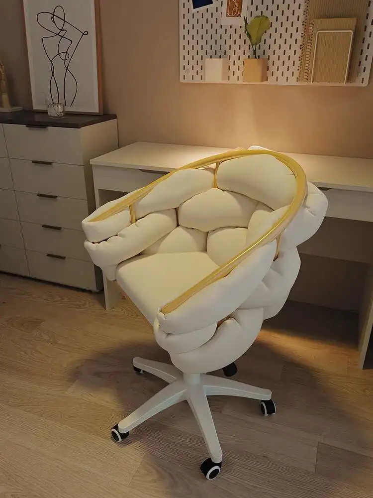 

Computer Chair, Comfortable Home Makeup Chair for Girls' Bedroom, Comfortable Sedentary Lift Swivel Chair, Room Back Chair