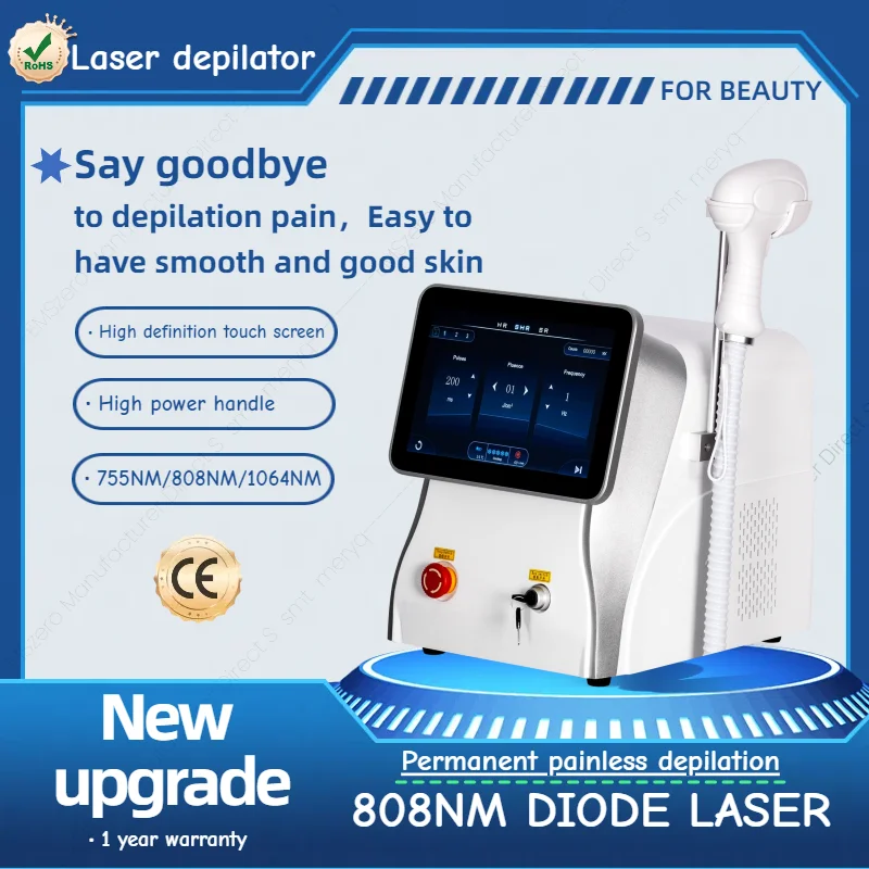 

Diode Laser Facial Hair Removal 755 808 1064nm Freezing Point Cooling System Painless Hair Removal Instrument Skin Regeneration