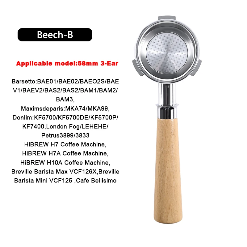 58mm 3-Loch Untergestellter Siebträger für Hibrew H7 H7a H10a Espresso, passend für Breville Barista Max/Mini/Signature Brühkorb, Barista-Werkzeuge