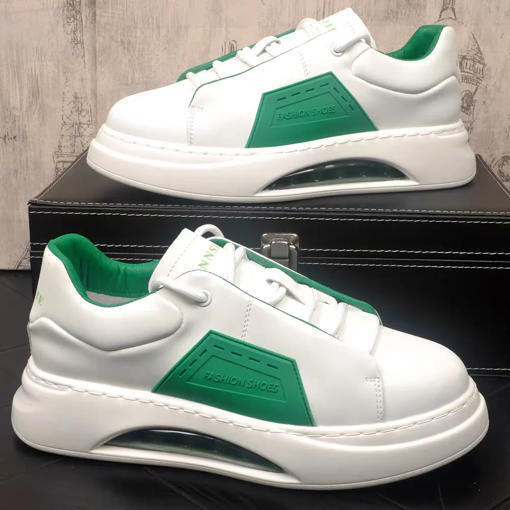 

Luxury brand casual sneaker for men White high top air cushion sneakers Man Comfortable Soft Lace up botas masculino