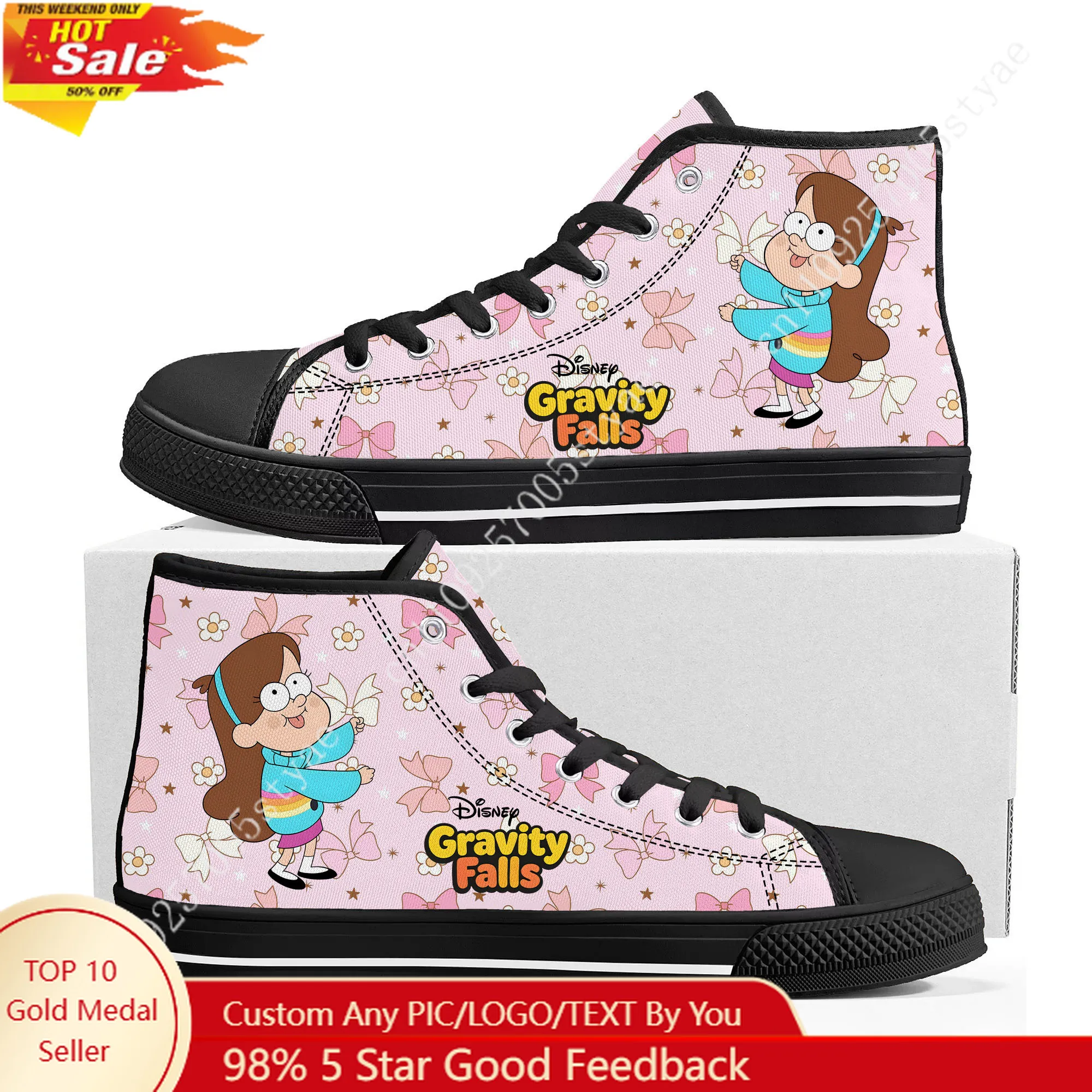 

Mabel Pines High Top Sneakers Disney Cartoon Movie DIY Decorate Shoes Design Your Photo Logos Party Holiday Gifts Custom Shoe