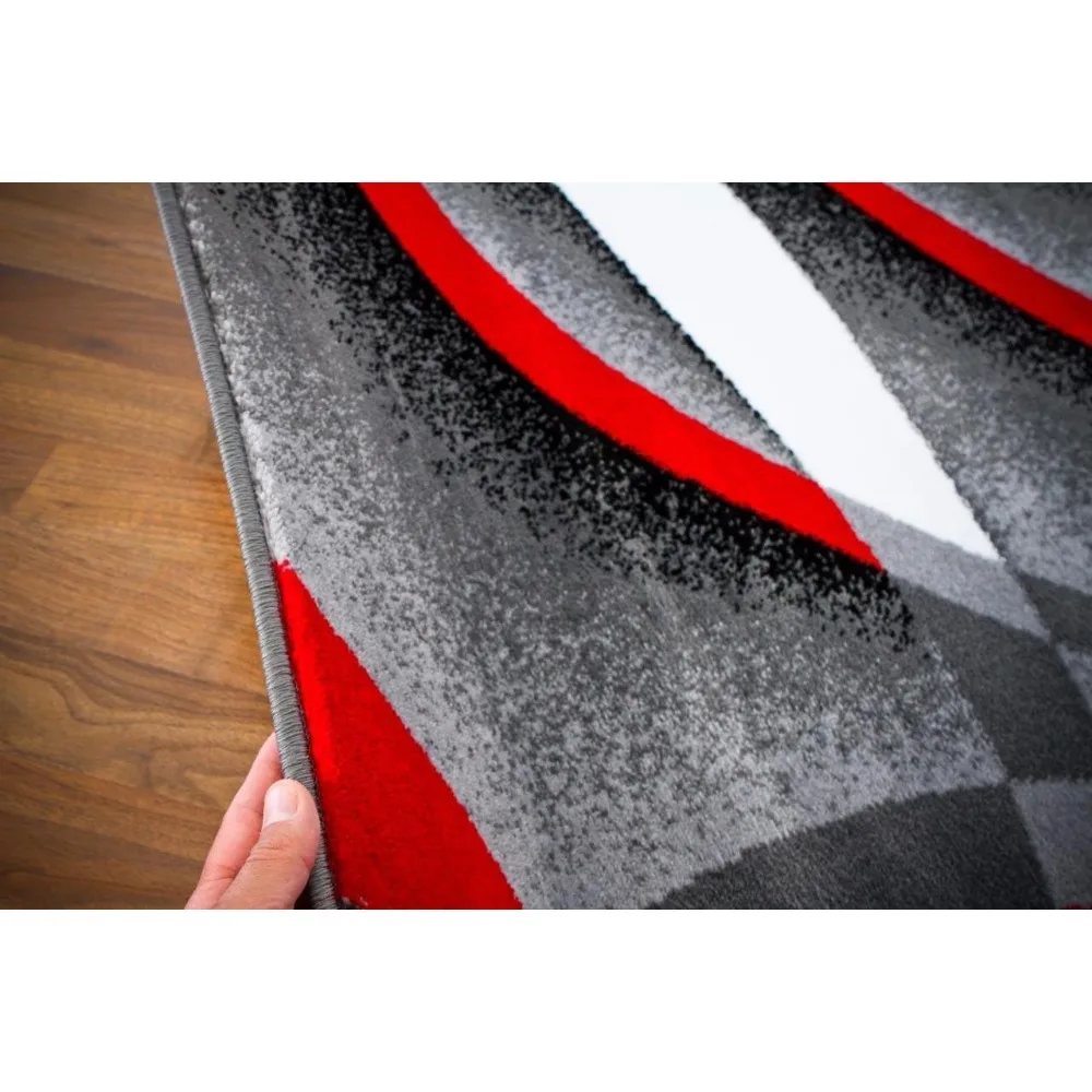 سجادة منطقة رمادية تجريدية حديثة مقاس 4 × 5 قدم، طراز 2305، مستوحاة من الفارسي، مثالية للمساحات المعاصرة #3