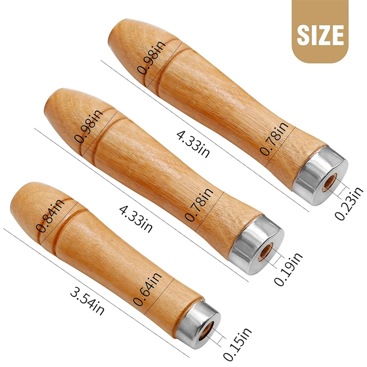 Wood File 15pcs Wooden File Special Handle Burr Free Steel File Round Hole Small Wooden Handle (4mm+5mm+6mm)