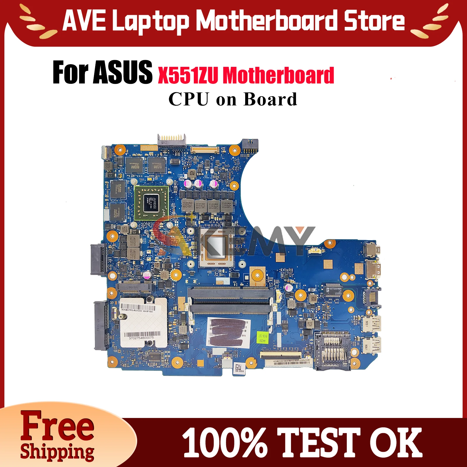 

X551ZU Laptop Motherboard For ASUS VivoBook X551Z X551ZU Notebook Mainboard With CPU 100% tests OK fast shipping High quality