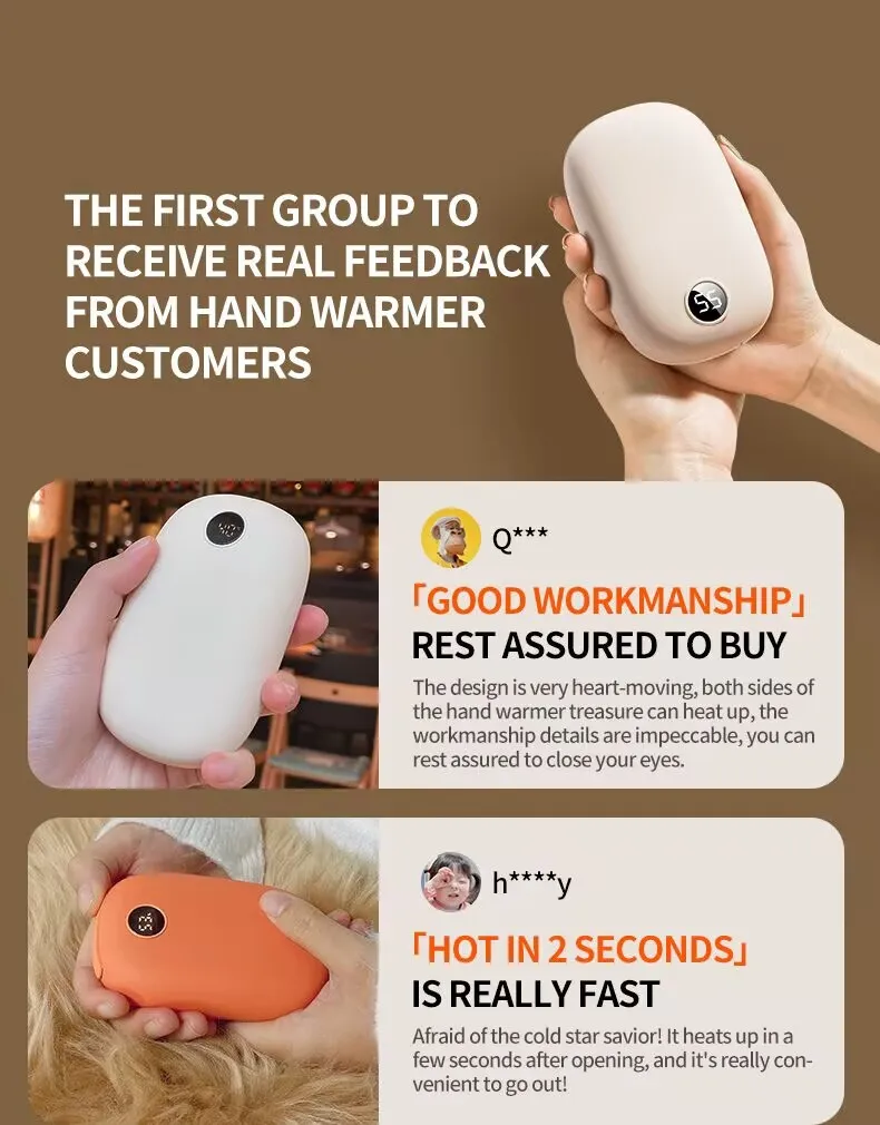 Hand Warmers Winter Portable Pocket Handheld Warmer Heater Electric Christmas Gift 10000mAh Heater Warmer Hand Warmer Power Bank