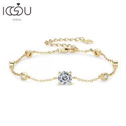 IOGOU 6.5mm&2.5mm VVS1 Moissanite Diamond Bracelet for Women 925 Silver Adjustable Chain Bracelet 21.5cm 2025 Trend Jewelry Gift