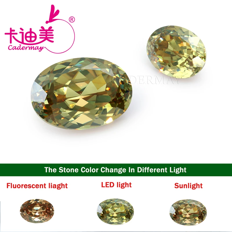 

CADERMAY Oval Shape Color Natural Cut Change Synthetic Zircon Diaspore Zultanite Loose Stone Turkish Beads For Jewelry Making