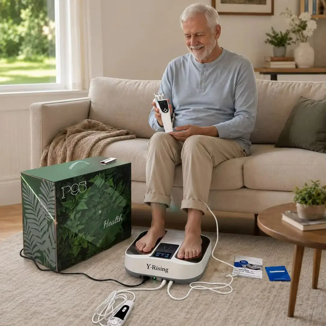 P90 Plus Thz Life Olly 20 Levels Terahertz Foot Care Massager Heating Therapy Machine with Body Probe and Meridian Massage Brush