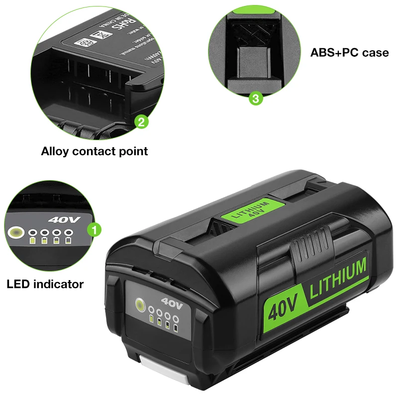 

LEFEIYI 6000mAh 40V Li-ion Battery OP40401 OP4050A for Ryobi OP4050 RY40502 RY40200 RY40400 Power Tools Replacement Battery