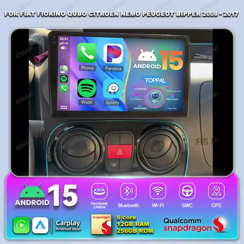 Android 15 Car Radio For Fiat Fiorino Qubo Citroen Nemo Peugeot Bipper 2008 - 2017 Qualcomm DVD Autoradio BT 4G LTE Navigation