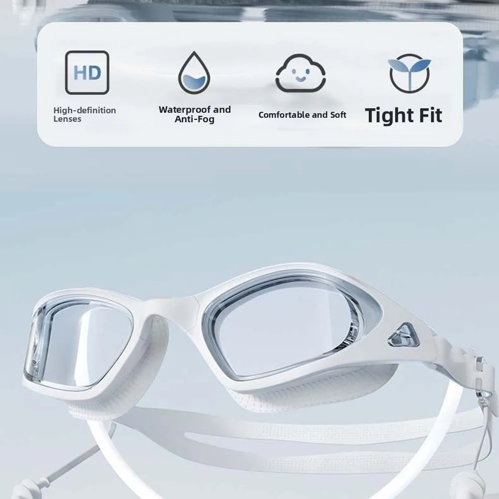 

Waterproof Swimming Goggles Dazzling Colors Detachable Nosepiece Swim Glasses with Earplugs PU Big Frame Electroplating