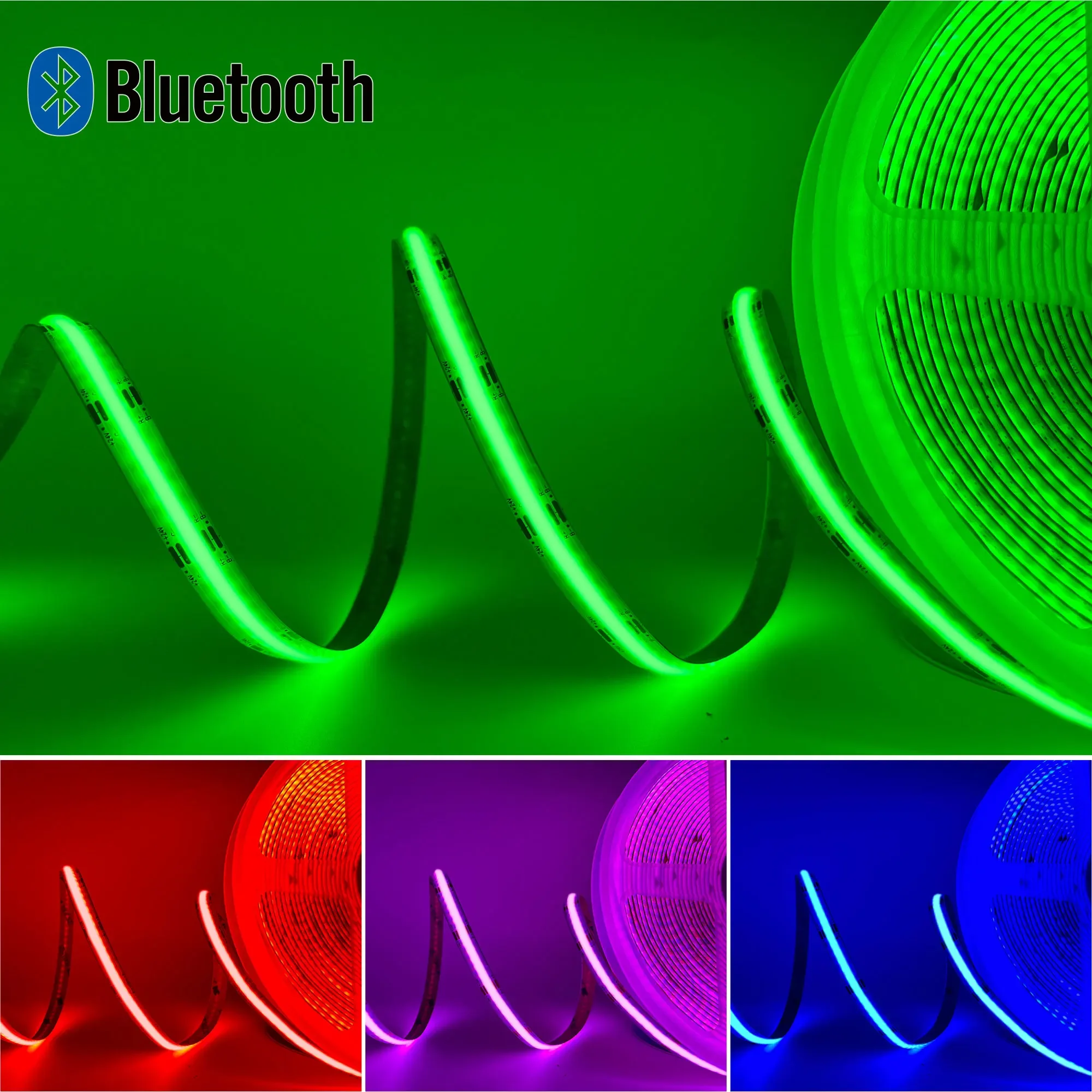 

RGB COB Led Stirp Light Smart Bluetooth APP FCOB Soft Bending Lamp DC24V Decoration Bedroom Decorative Tape Atmosphere Lighting