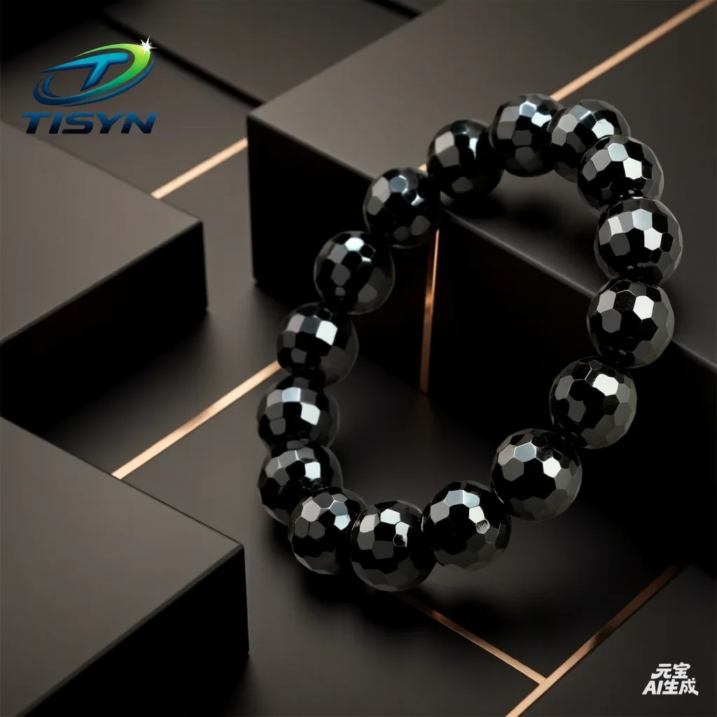 Hematite Elastic Bracelet Black Faceted Beads Stretchable Jewelry for Men Women Fashion Accessory Simple Versatile Style