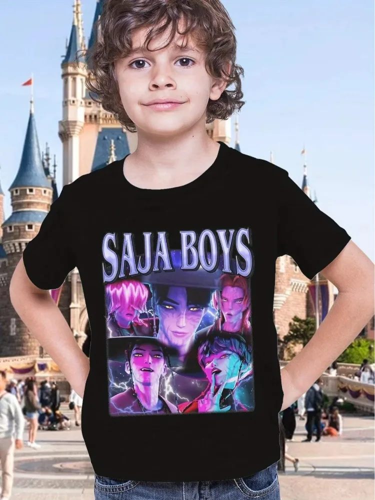 خمر ساجا بنين K-kPop شيطان الصيادين طباعة الصيف فتاة صبي قميص بلايز عادية Crewneck الملابس تي شيرت أنيمي قصيرة الأكمام المحملة