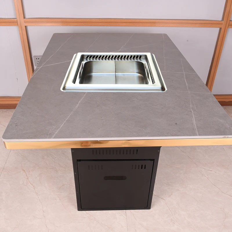 

Furniture Dining Table Hotel Non-smoking BBQ Table Hotpot Dining Table Smokeless BBQ Restaurant Tables and Chairs