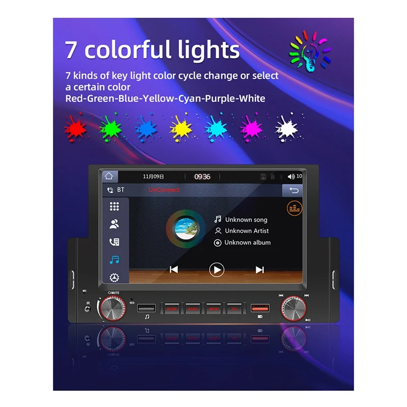 1Din 6.2Inch Screen Carplay Car Radio Car Stereo Car Stereo Bluetooth MP5 Player 2USB FM Receiver Audio System Head Unit A