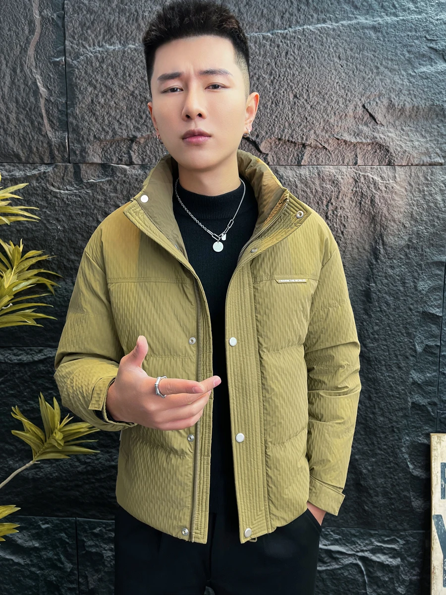 

Утепленная мужская модная теплая повседневная куртка с воротником-стойкой, легкая, не требующая глажки, зимняя