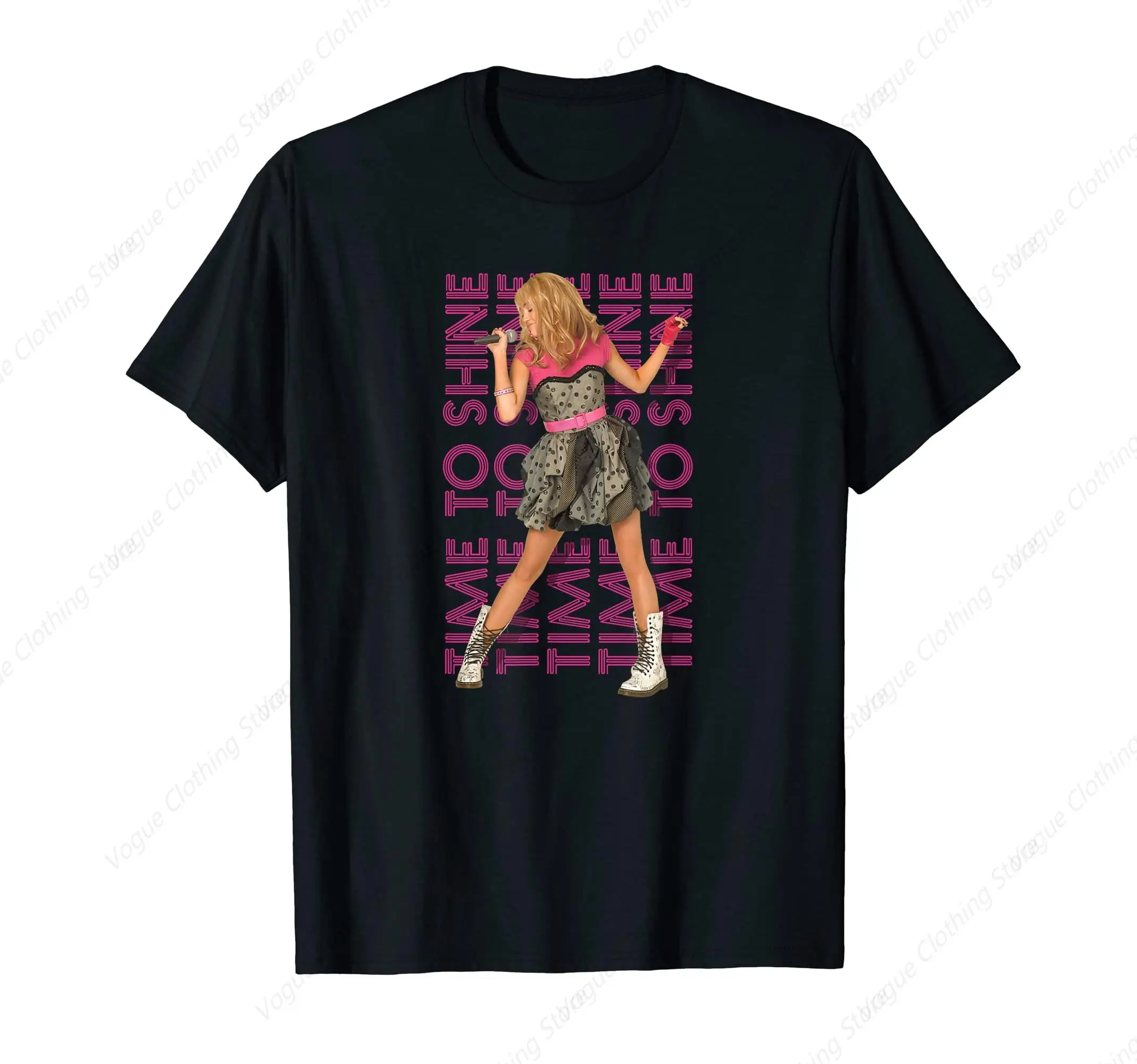 Hannah Montana Miley The Other Side Of Me Poster T-Shirt Funny Prevailing Tops Cotton Short Sleeves Daily Leisure Soft Tee