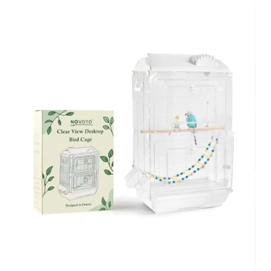 

Clear View Bird Cage Indoor and Travel Birdcage for Parakeet Parrot Budgies Cockatiels Canary Easy Clean Safe Materials