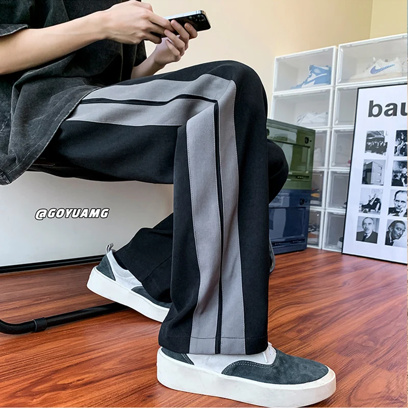 

Мужские широкие брюки в стиле хип-хоп оверсайз, модный дизайн в уличном стиле, повседневные брюки CleanFit с низкой посадкой, прямые брюки-трубы