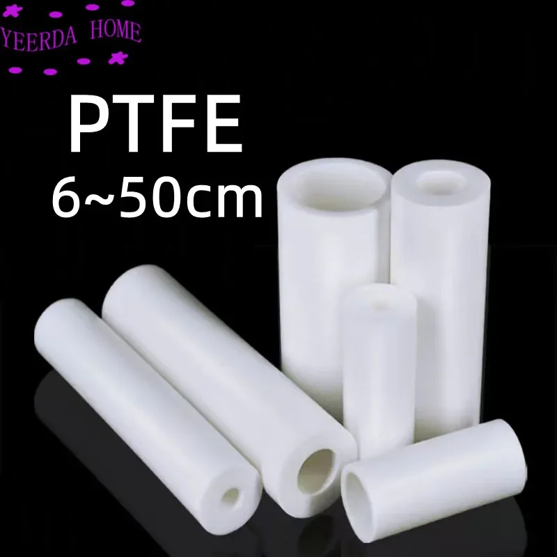 

6~50cm White polytetrafluoroethylene hollow rod environment-friendly non-toxic DIY PTFE sleeve PTFE bar