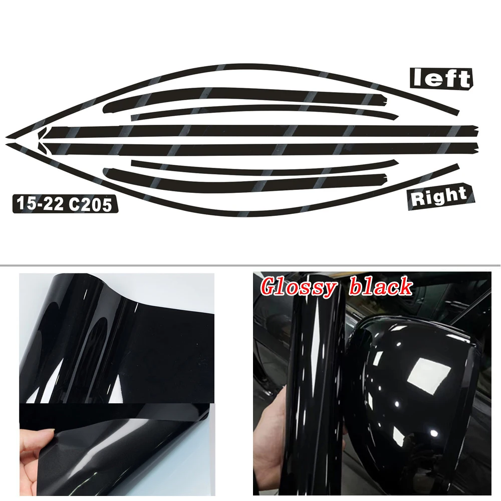For Mercedes Benz C Class C205 2015-2023 Coupe Window Chrome Delete Blackout ABC Pillars Glossy Black Stickers image 3