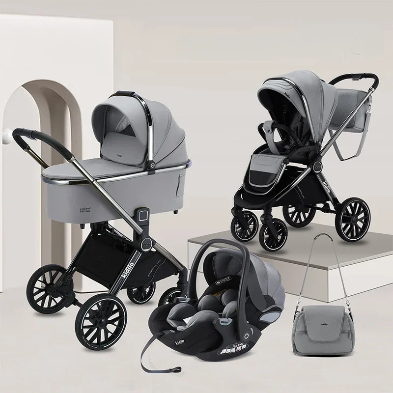 3IN1 High Landscape Baby Cart with Safety Seat, Bidirectional Baby Cart, One Button Folding, Comes with Mommy Bag