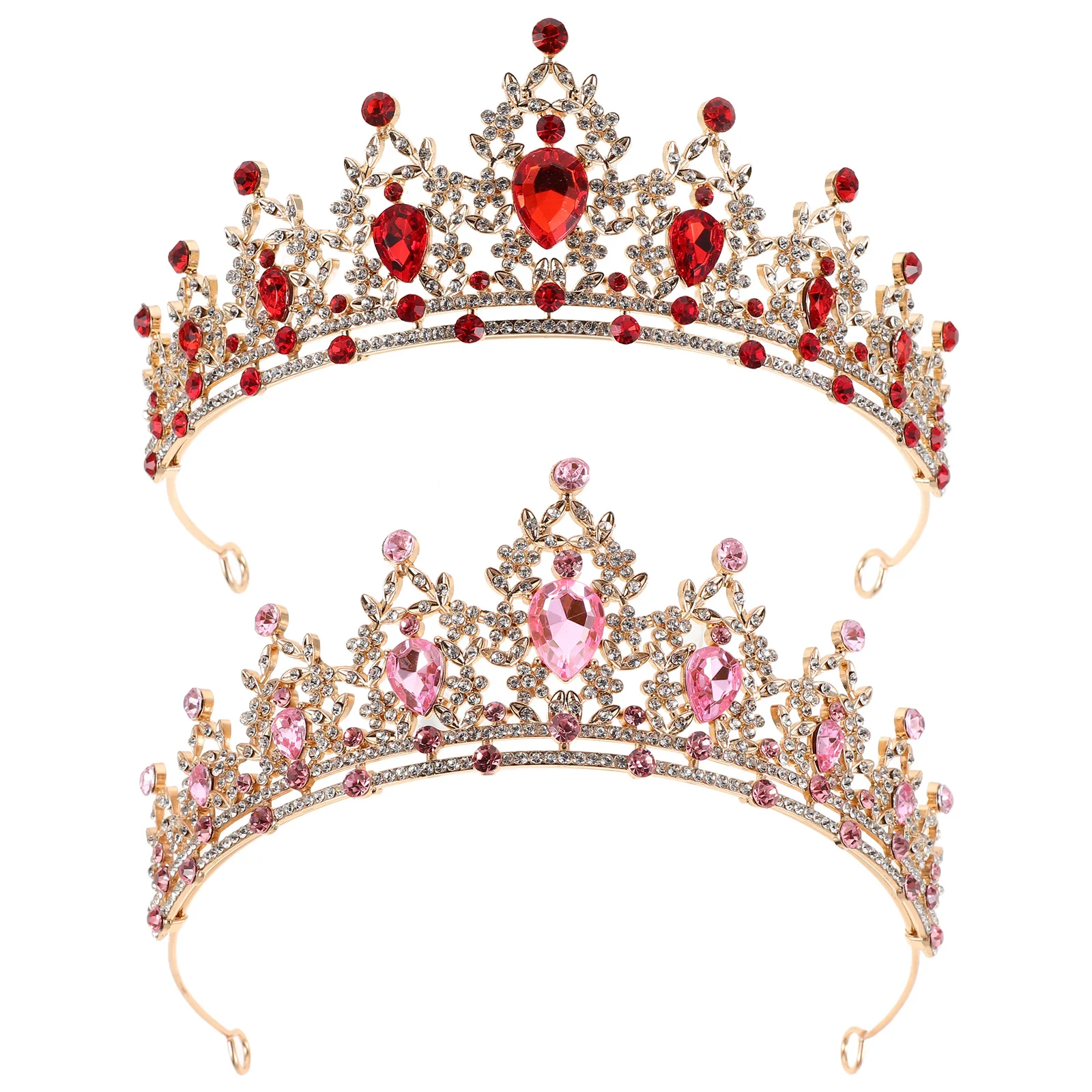 

2pcs Children Performance Headbands Girls Crown Rhinestone Tiara Hair Accessories For Kids Party Birthday Dress