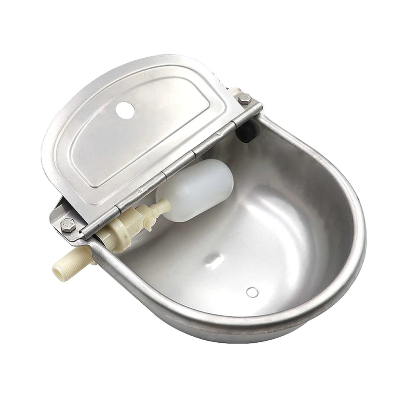 

304 Stainless Steel With Drain Hole Drink Automatic Float Farming Trough Horse Cow Water Bowl Supplies Sheep Dog Pet Goat Cattle