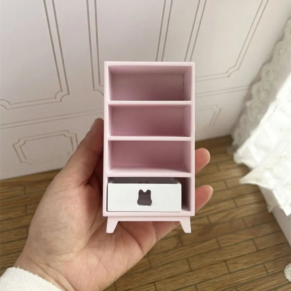 Simulation 1:12 Dollhouse Furniture Wooden DIY Dollhouse Display Stand Double Door European Storage Cabinet Drawers Model