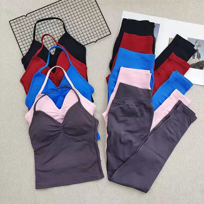 2Pcs Gym Yoga Set Nahtlose Dfyoga Leggings Sport-Bh Top Workout Outfit Fitness Active Running Training Kleidung