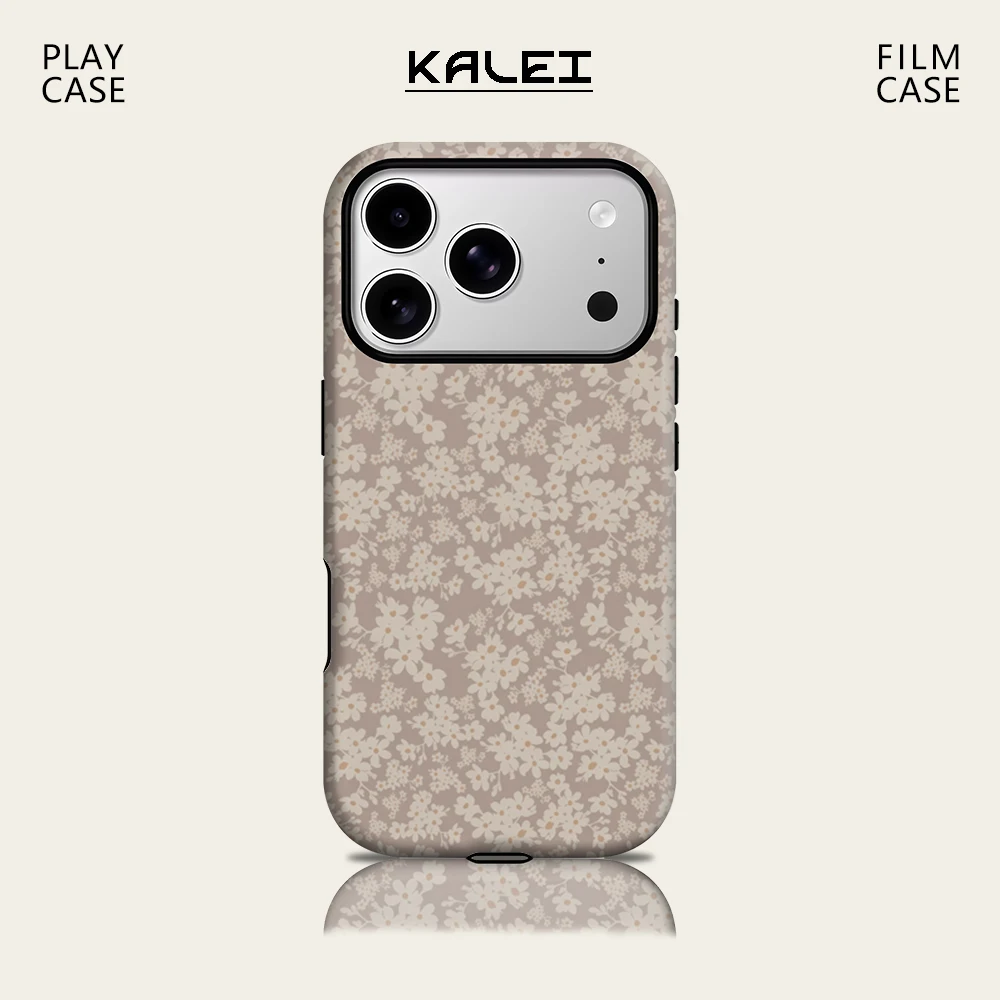Braun-weißes Blumen-IPhone 17, Muss für magnetische Handyhülle für IPhone 17 16 15 14 13 Pro Max Plus, einzelne doppelschichtige robuste Hülle