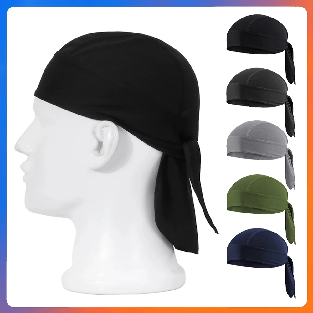 Motorcycle Helmet Liner Cap Breathable Mesh Doo Rag Head Wrap Skull Cap Cycling Running Sports Sweatband Headwear Unisex