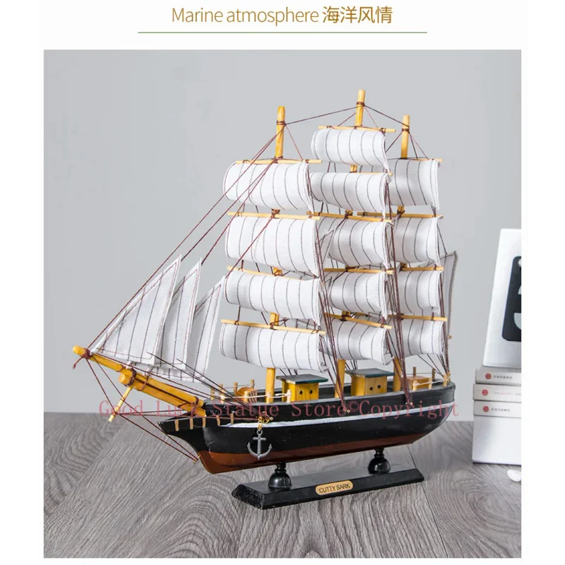 

TOP COOL HOME office company shop Business Ornament Everything is going smoothly Mascot Wood Sailboat FENG SHUI art Statue