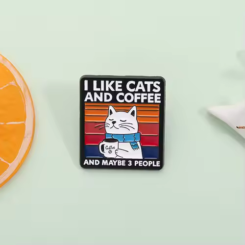 I Like Cats And Coffee And Maybe 3 People Enamel Pins Cartoon Cat Drinking Coffee Alloy Brooches Lapel Badge Funny Jewelry Gifts - Image 4